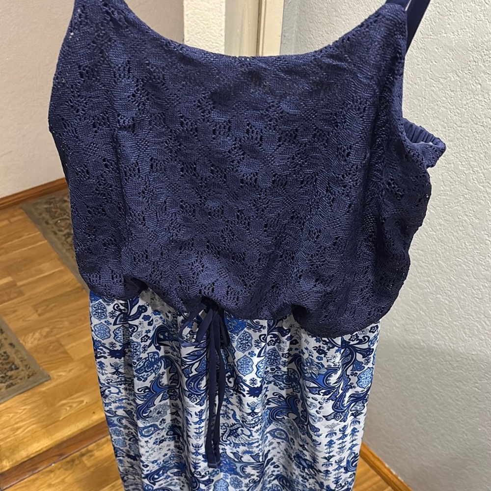 Navy and White Lace Top Dress